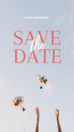 Save the Date Event Announcement with throwing Bouquets Instagram Story Design Template