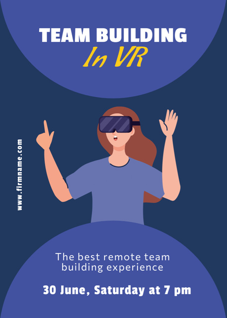 Virtual Team Building Announcement with Woman in Modern Glasses Invitation Πρότυπο σχεδίασης