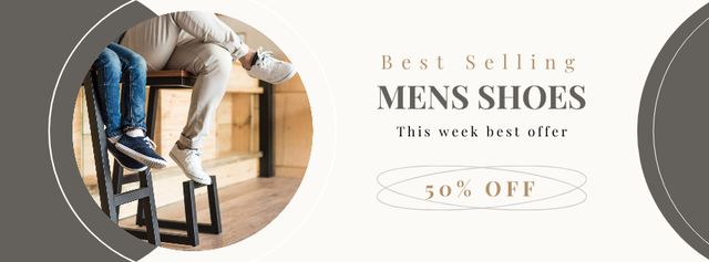 Modèle de visuel Best Selling Men's Shoes  - Facebook cover