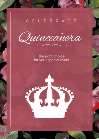 Announcement of Quinceañera with Crown Flayer Design Template