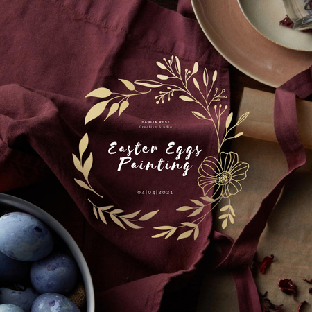 Coloured Easter eggs with Golden Wreath Animated Post Šablona návrhu