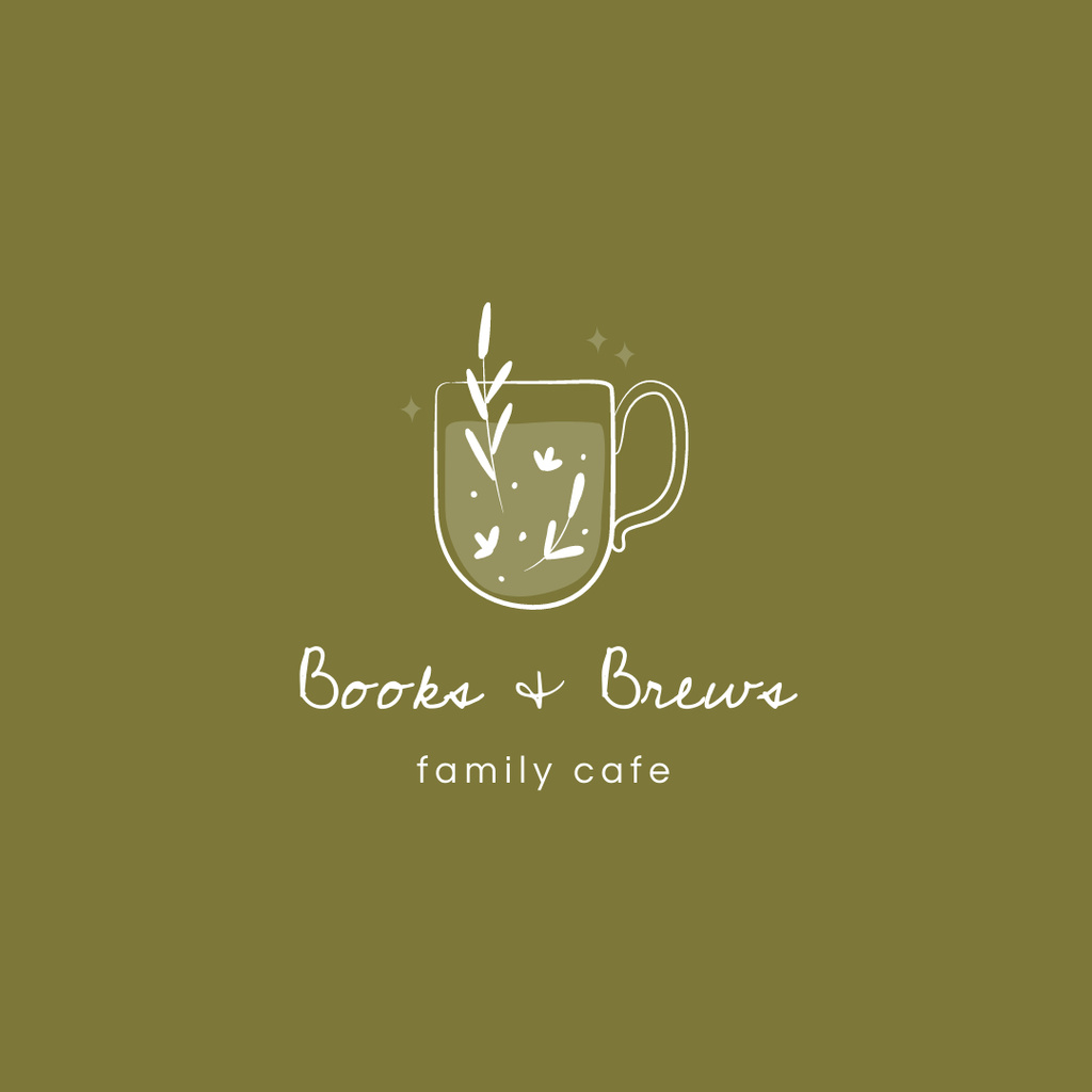 Designvorlage Irresistible Family Cafe Ad with Tea Cup In Green für Logo 1080x1080px