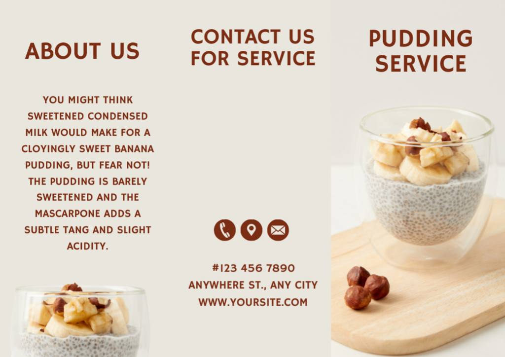 Appetizing Pudding Service Offer Brochure Πρότυπο σχεδίασης