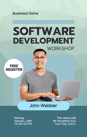 Software Development Workshop Announcement Invitation 4.6x7.2in Design Template