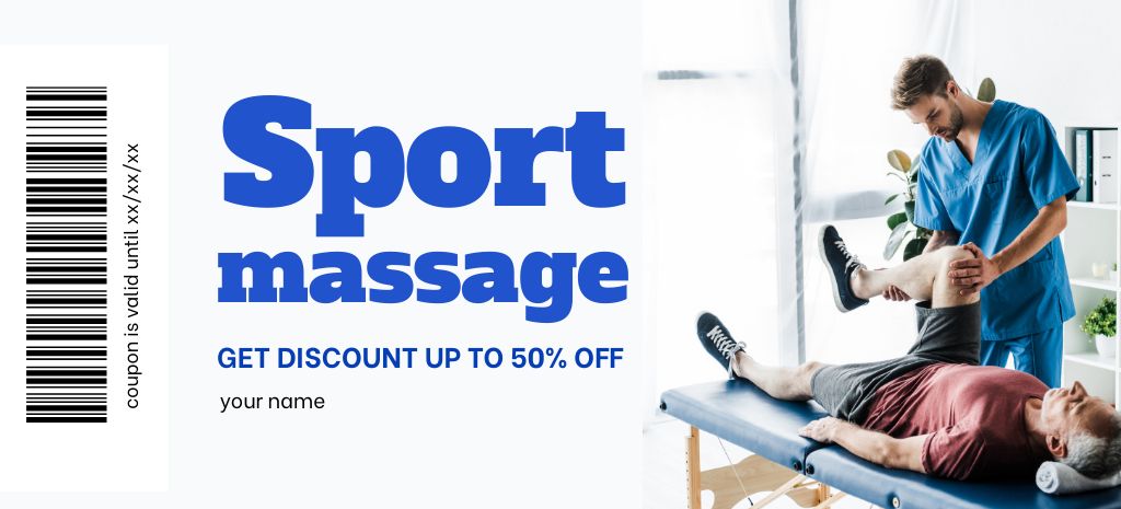 Special Offer on Sport Massage Coupon 3.75x8.25in Šablona návrhu