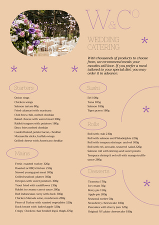 Platilla de diseño Wedding Catering Services Offer Menu