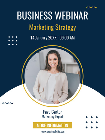 Business Webinar about Marketing Strategy Poster US Design Template