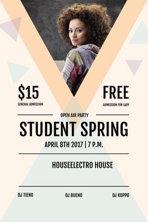 Open air student Party announcement with young girl Tumblr Design Template