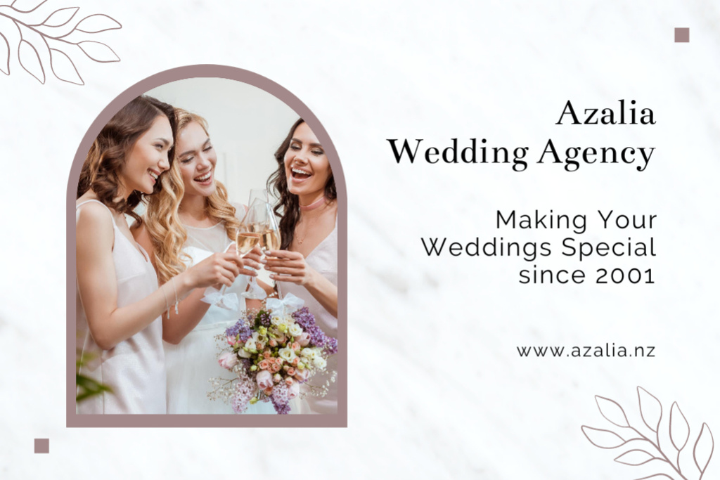 Wedding Agency Promotion With Attractive Young Women Postcard 4x6in Modelo de Design