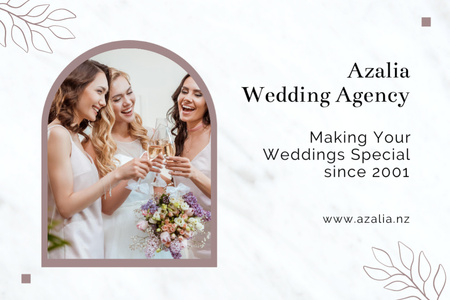 Wedding Agency Ad With Women in White Postcard 4x6in Design Template