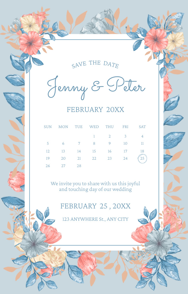 Save the Date Wedding Announcement Invitation 4.6x7.2in Πρότυπο σχεδίασης
