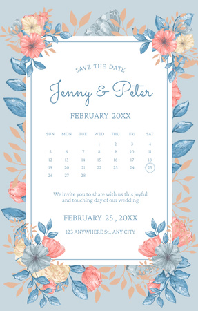 Save the Date Wedding Announcement Invitation 4.6x7.2in Design Template