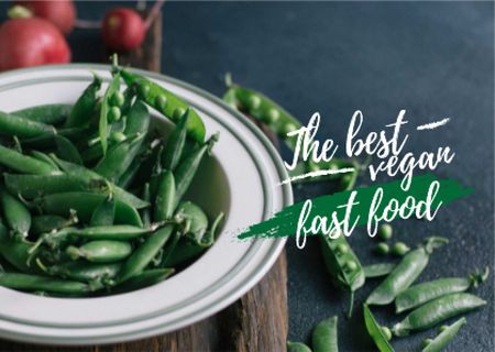 Vegan fast food Ad with peas Card Modelo de Design