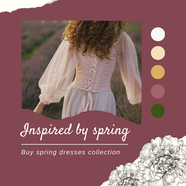 Spring Dresses Collection In Green Animated Post Design Template
