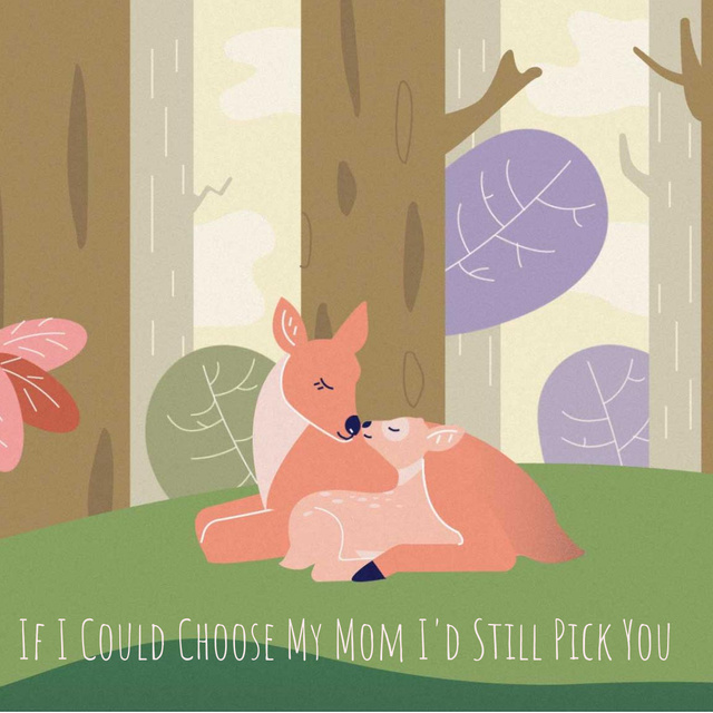 Designvorlage Deer embracing its Kid für Animated Post