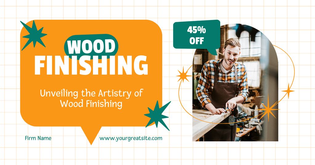 Designvorlage Unmatched Wood Finishing Service At Discounted Rates für Facebook AD