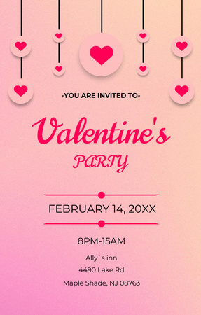 Valentine's Day Bash Alert Invitation 4.6x7.2in Design Template