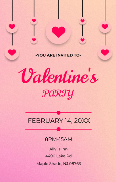 Valentine's Day Bash Alert Invitation 4.6x7.2in Πρότυπο σχεδίασης