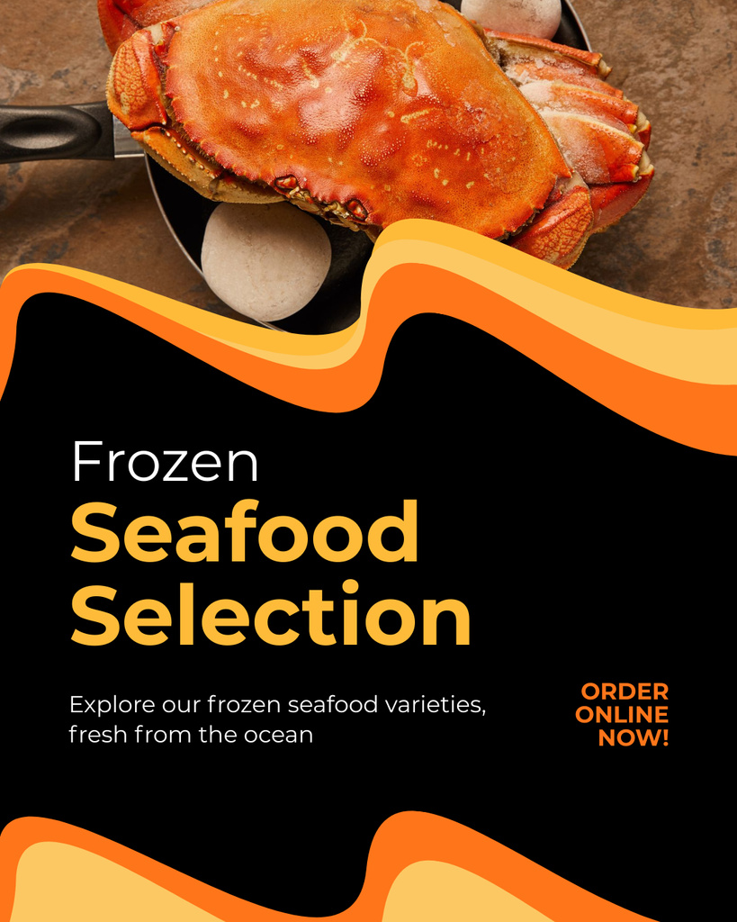 Organic Frozen Seafood Offers Instagram Post Vertical Modelo de Design