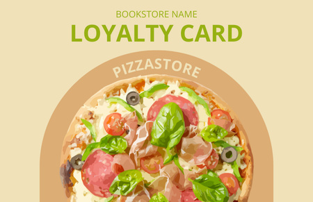 Картка лояльності для піци з ковбасою та базиліком Business Card 85x55mm – шаблон для дизайну