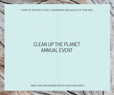 Ecological event announcement on wooden background Facebook Design Template