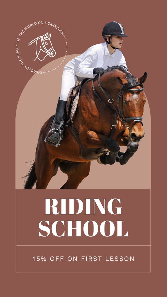 Discounted First Lesson In Riding School Instagram Story – шаблон для дизайну