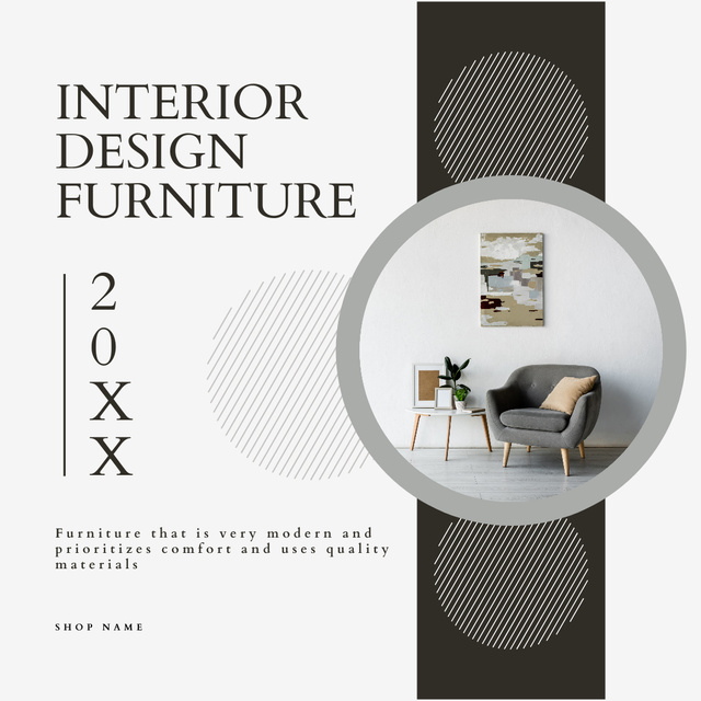 Interior Design with Trendy Furniture Instagram ADデザインテンプレート