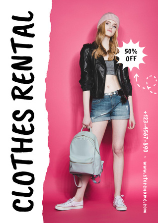 Rental fashion clothes pink Poster – шаблон для дизайну