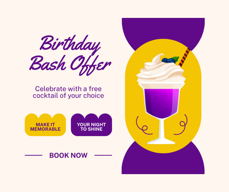 Offer Creamy Cocktails for Birthdays Facebook Design Template