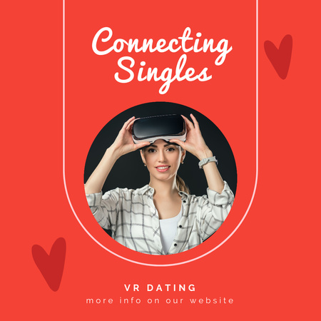 Ad of VR Dating with Woman in Virtual Reality Goggles Instagram Design Template