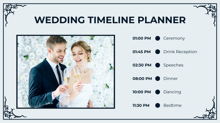 Horário do Casamento com Foto do Casal Timeline Modelo de Design