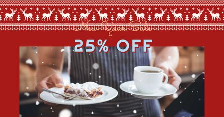 New Year Sale with Sweet Dessert Facebook AD Design Template