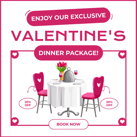 Designvorlage Exklusives Abendessen mit Rabatt zum Valentinstag für Instagram AD