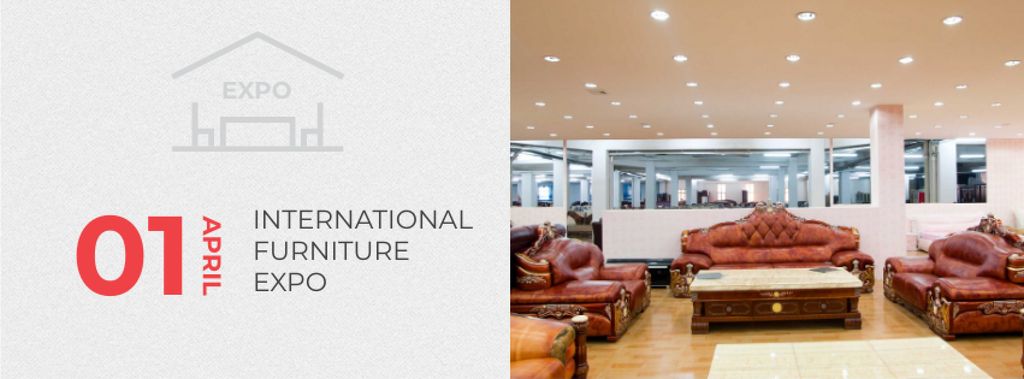 Interior Design Event with Vintage Furniture Facebook cover Modelo de Design