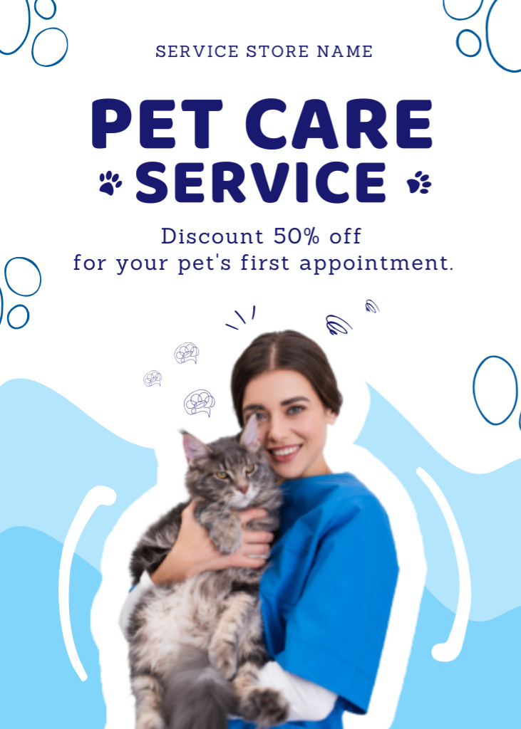 Ontwerpsjabloon van Flayer van Pet Health Care Service Ad