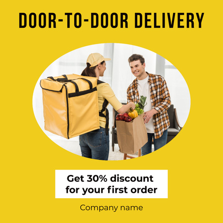 Modèle de visuel Courier Delivered Package of Groceries to Customer - Instagram AD