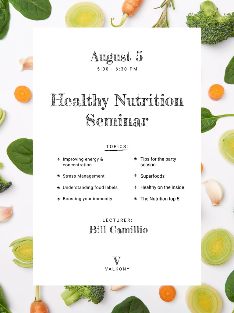 Healthy Nutrition Dishes on White Poster US Tasarım Şablonu