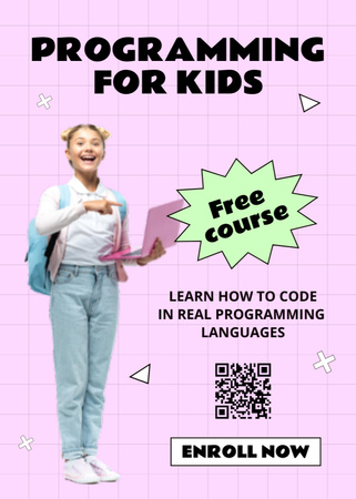 Ontwerpsjabloon van Flayer van Free Programming Course for Kids