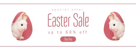 Easter Sale Ad with White Rabbits Facebook cover Design Template
