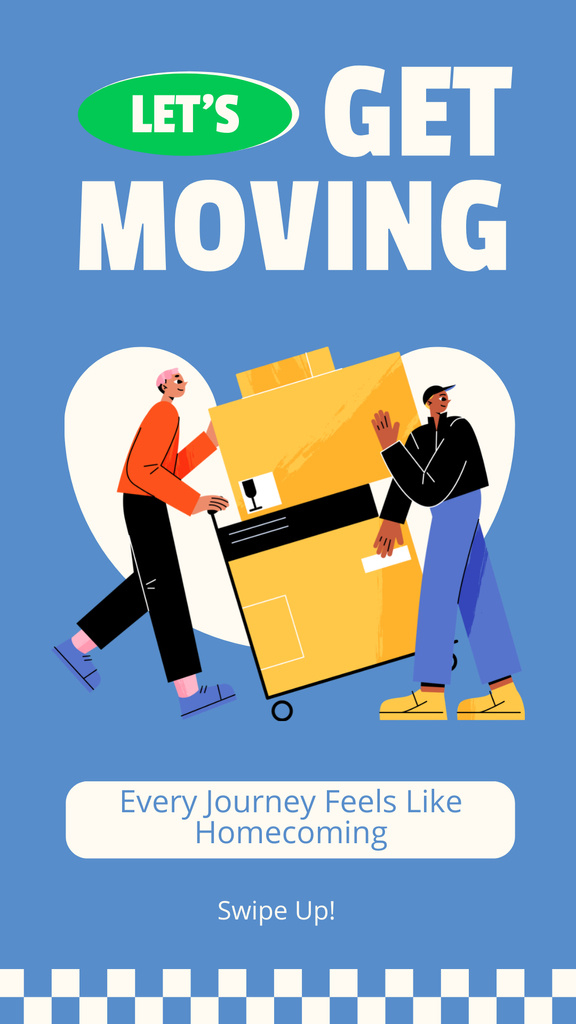 Plantilla de diseño de Moving Services with Illustration of People with Boxes Instagram Story 