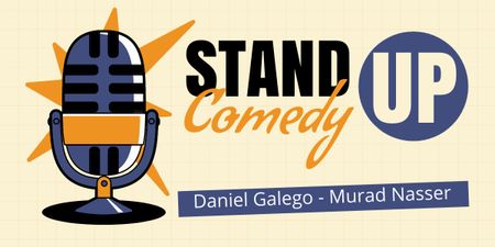 Stand-up Event Ad with Illustration of Microphone Image Design Template