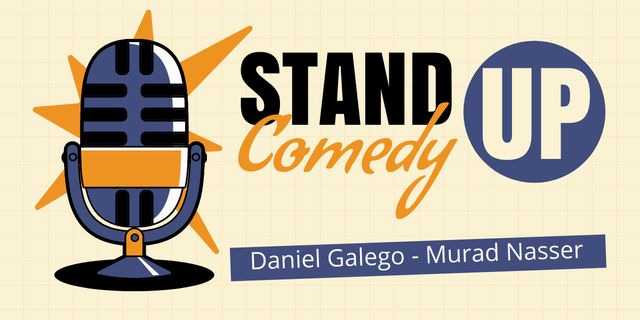 Stand-up Event Ad with Illustration of Microphone Image Modelo de Design