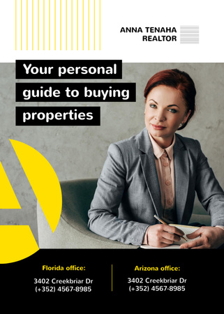 Real Estate Agent Smiling Confident Woman Flayer Design Template