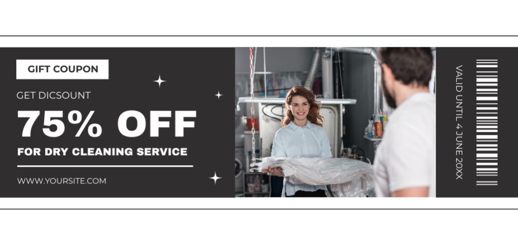 Designvorlage Dry Cleaning Service Discount with Young People für Coupon Din Large