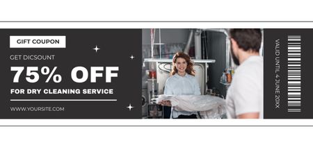 Dry Cleaning Service Discount with Young People Coupon Din Large Design Template