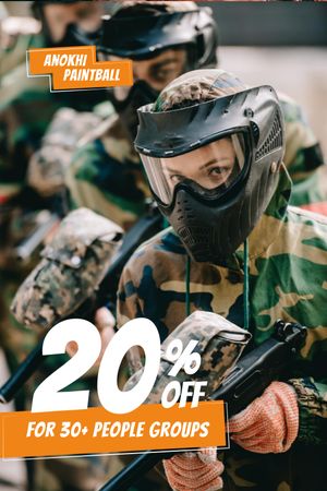 Paintball Club Ad with People holding Guns Tumblr Design Template
