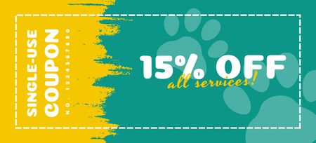 Pet Care Full Package Services Voucher For Discounts Offer Coupon 3.75x8.25in Design Template
