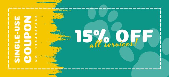 Pet Care Full Package Services Voucher For Discounts Offer Coupon 3.75x8.25in – шаблон для дизайна