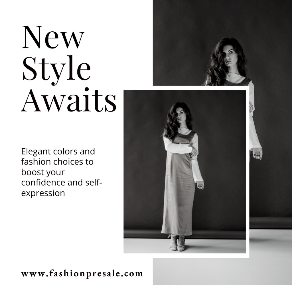 Casual Dress From New Collection With Description Instagram Design Template
