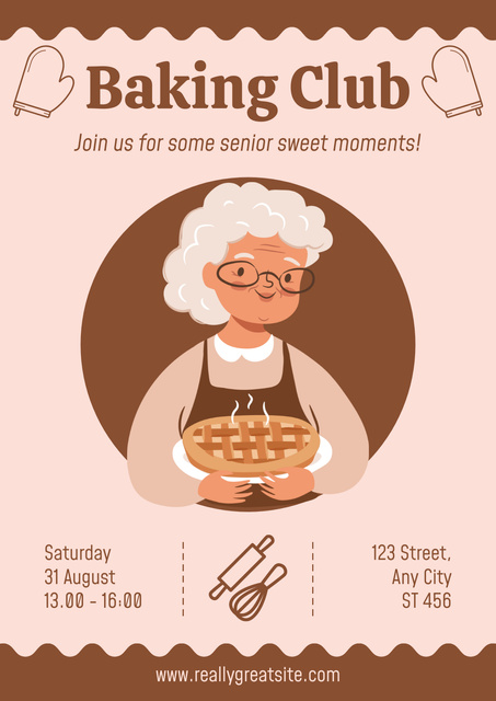Baking Club For Elderly Announcement Poster Design Template